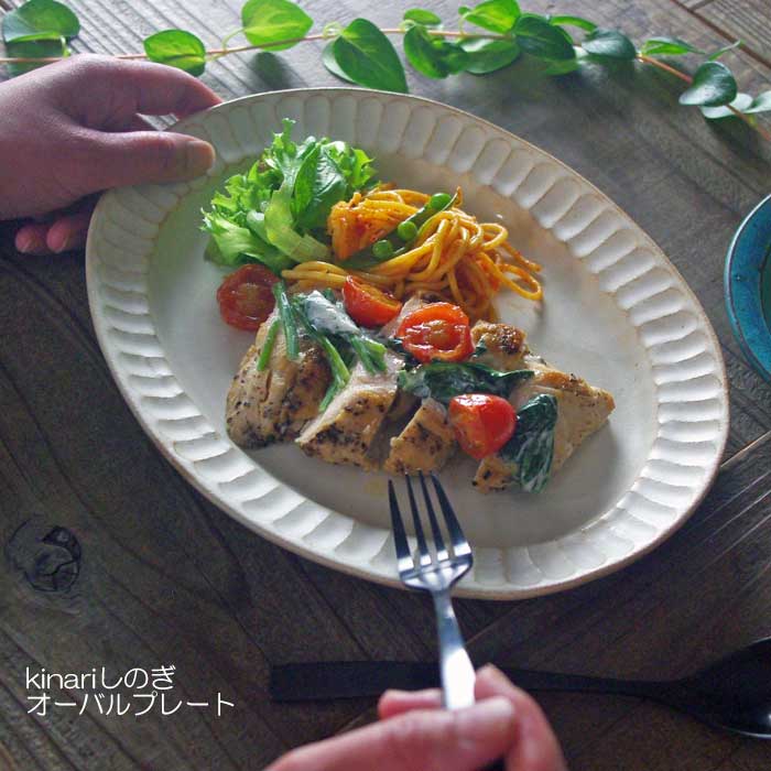 益子焼 kinari しのぎ オーバルプレート 楕円皿 パスタ皿 ランチ