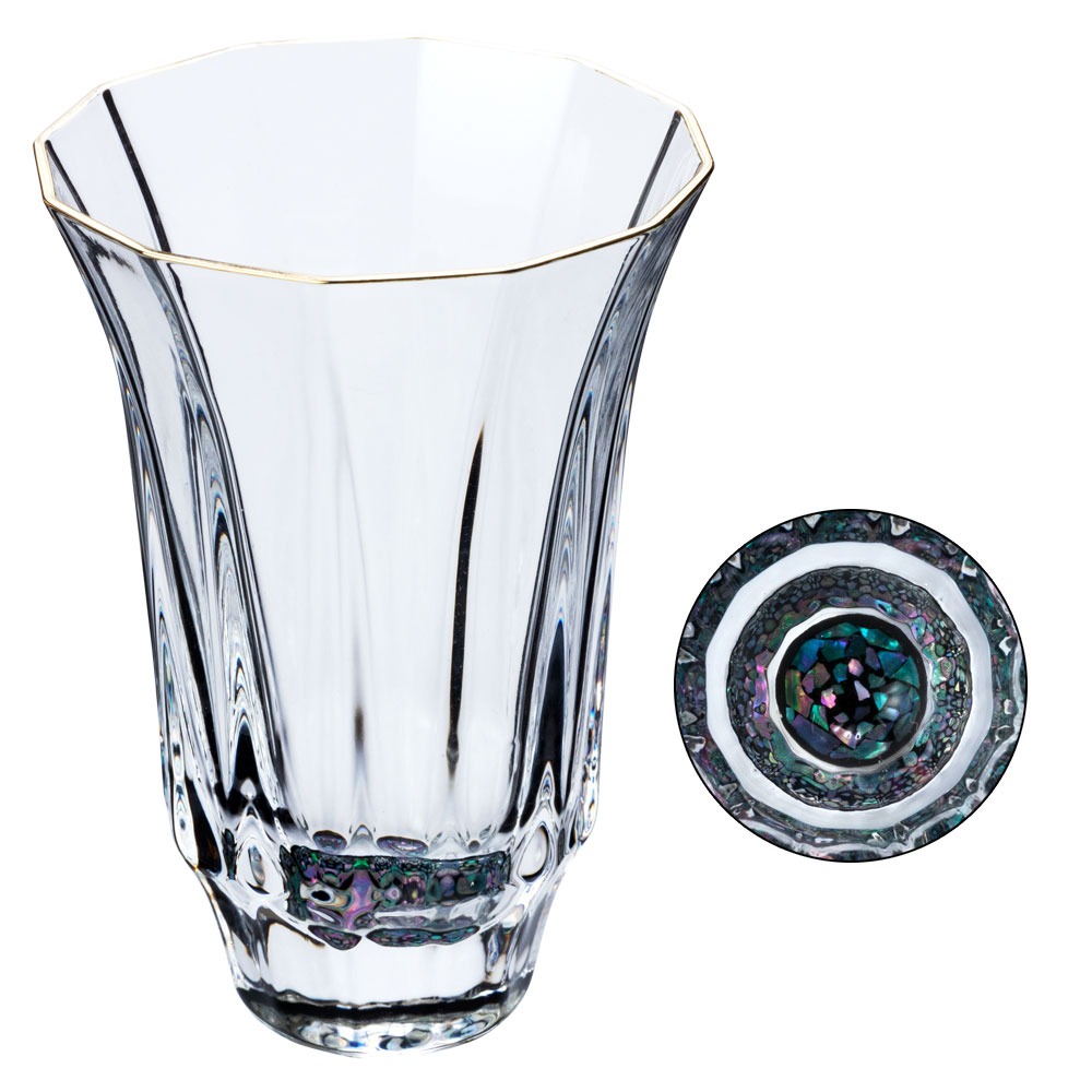 高岡漆器 螺鈿硝子 金杯（万華鏡） 石垣・朱 容量60ml 日本酒 冷酒