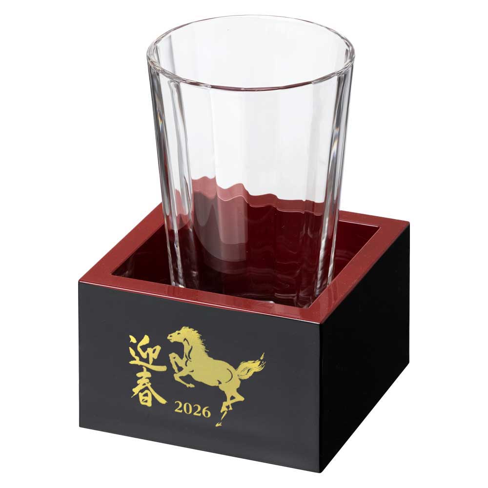 自宅で日本酒を楽しむ『塗の枡酒』セット220ml 冷酒グラス150ml＋八勺