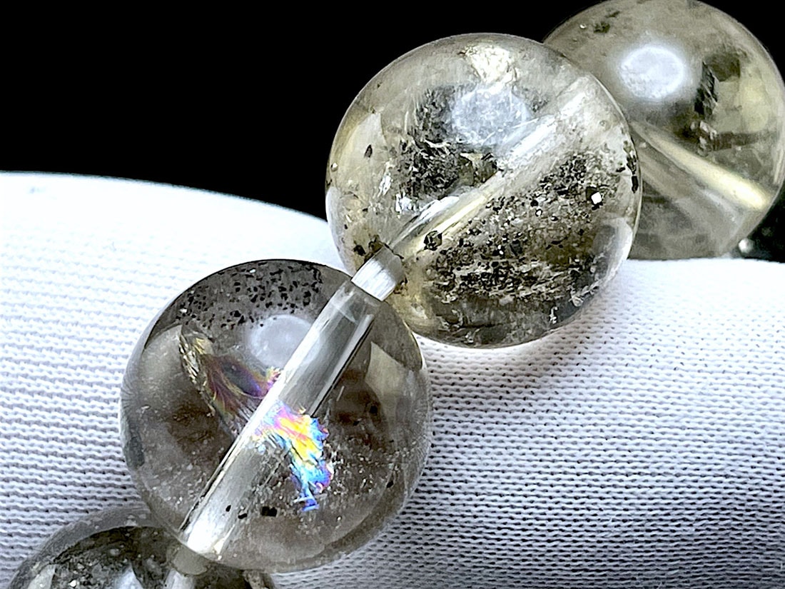 パイライト ( マーカサイト ) inクォーツ 12mmブレスレット / Pyrite