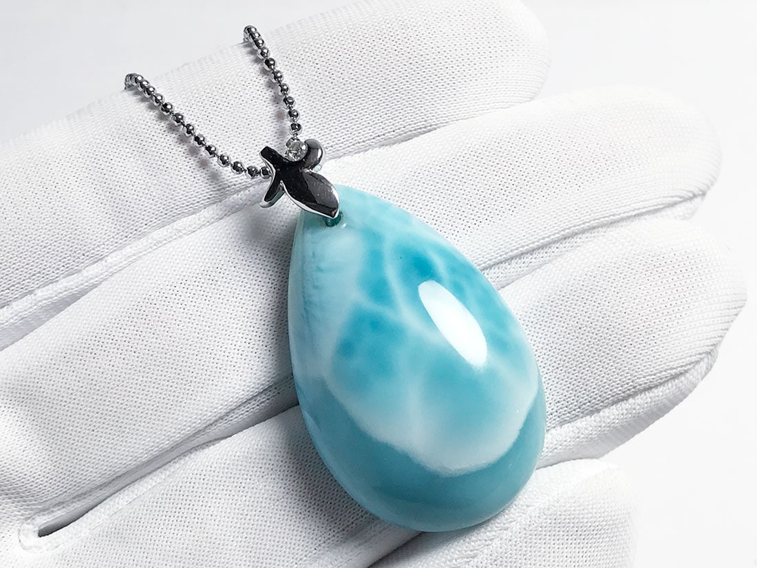 高品質】 ドミニカ共和国産 ラリマー ペンダントトップ