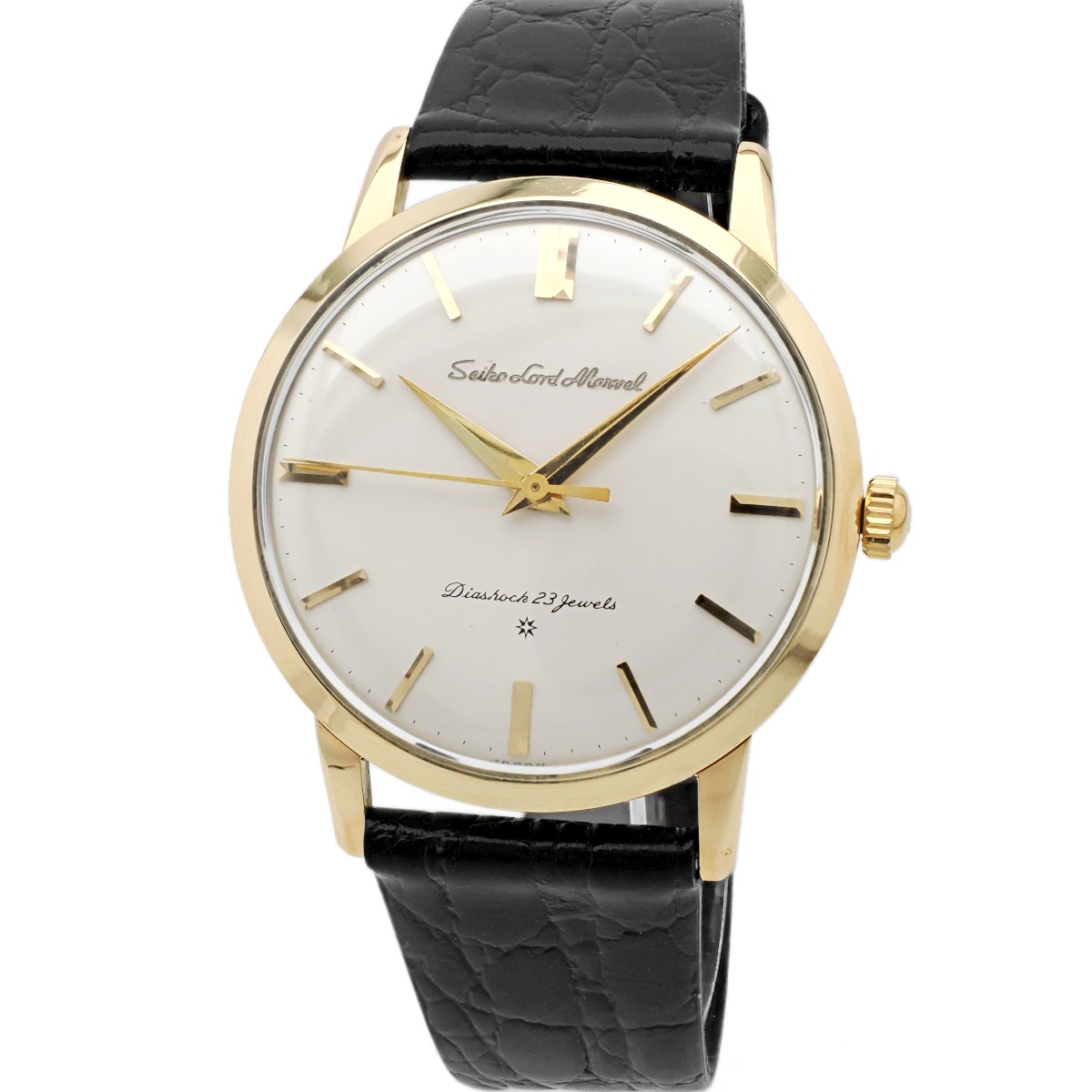 セイコー ロードマーベル J14050 18金無垢 彫り文字 SD文字盤 23石 手