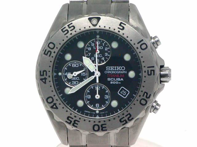 セイコー スキューバ クロノ クオーツ チタン 7T92-0BD0 USED