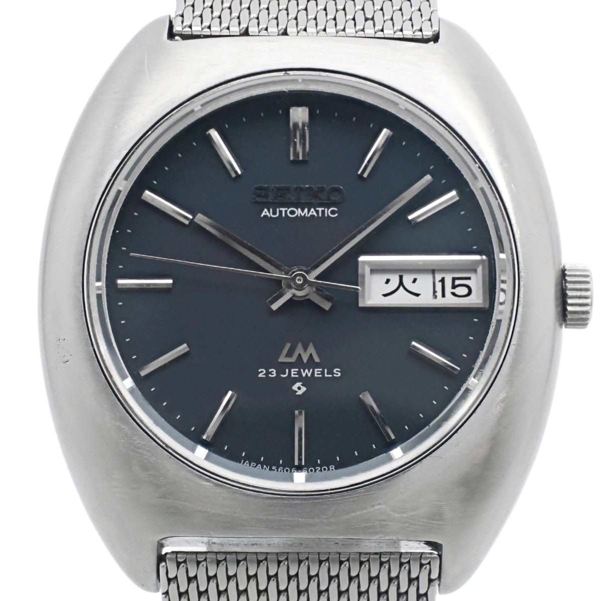 セイコー ロードマチック 5606-6000 スクリューバック 紺色文字盤 自動