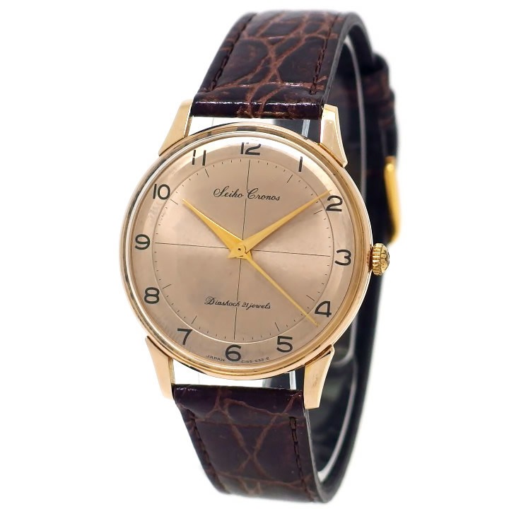 セイコー クロノス 15030D クロスライン 銅色文字盤 ケース金メッキ/裏