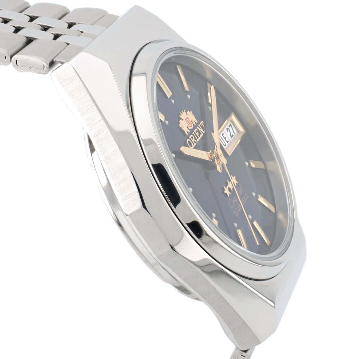 オリエント スリースター クリスタル SAB06006D8-B 青文字盤 日本製 逆
