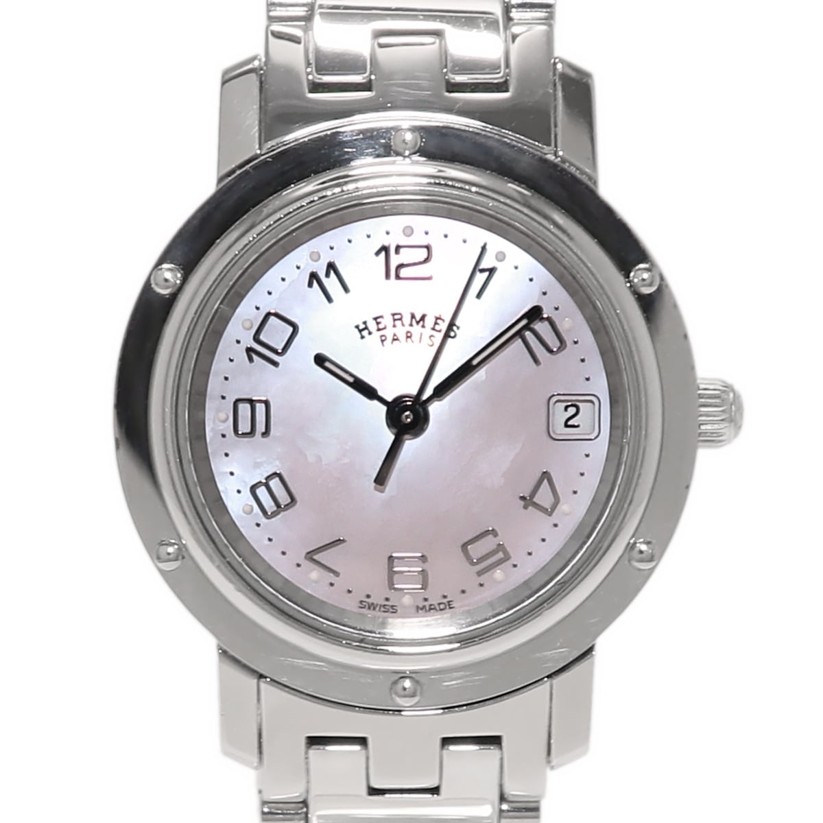 エルメス クリッパー ナクレ ピンクシェル文字盤 CL4.210 クオーツ