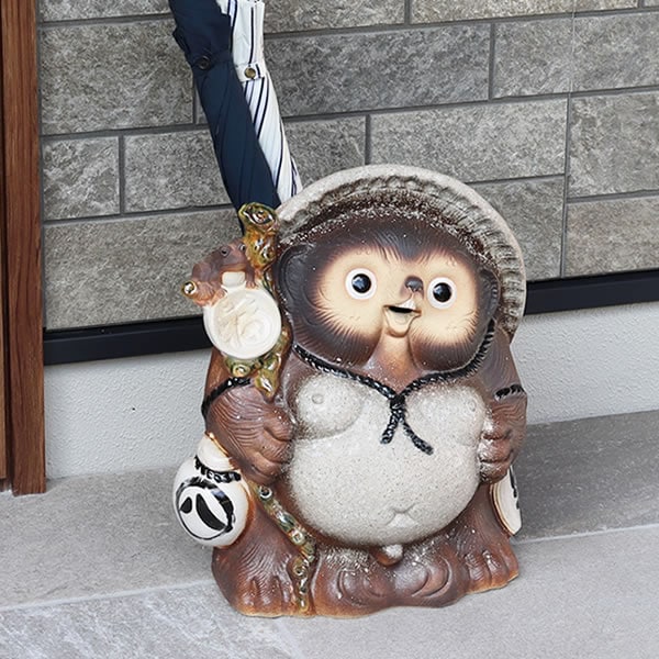 信楽焼 傘立て 信楽焼きかさたて 古信楽福ひねり狸傘立て 陶器 たぬき