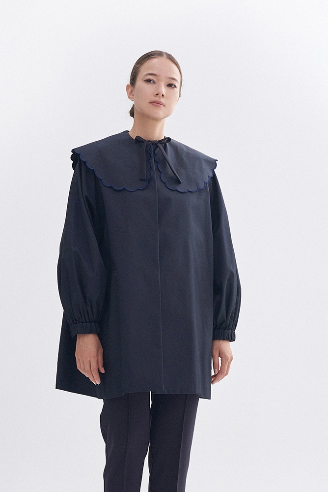 yori ヨリ撥水スカラップコートネイビー