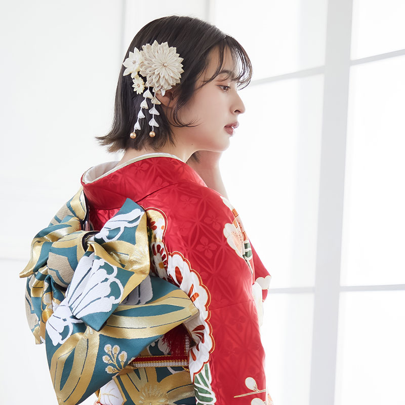 袋帯 振袖用帯 緑 七宝菊亀甲 | OBI | 京都きもの夢館