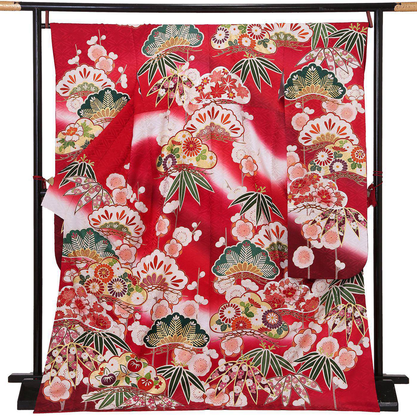 吉澤の友禅 赤 吉澤の本格型友禅 松竹梅（【振袖・袋帯・長襦袢の