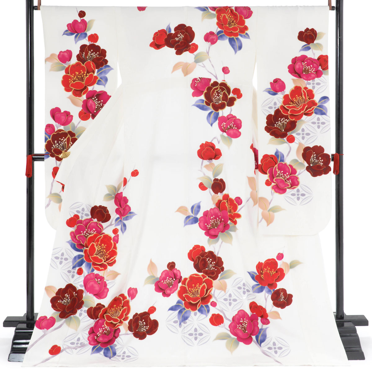 白 椿に七宝（【振袖・袋帯・長襦袢のセット商品】） | FURISODE