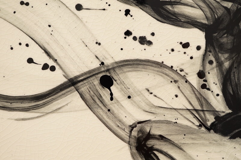 直筆陶墨画「塵手水(ちりちょうず)」 | 墨絵・陶墨画アーティスト 西元