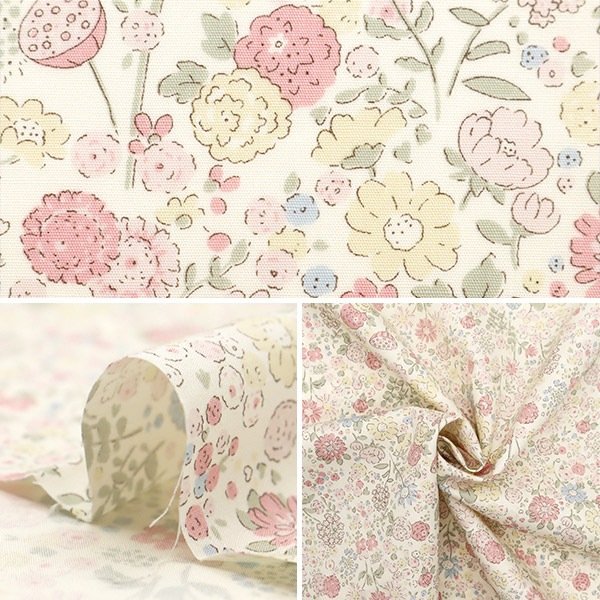 数量5から】 生地 『ブロード 小花柄 ピンク KTS7058-A』 COTTON