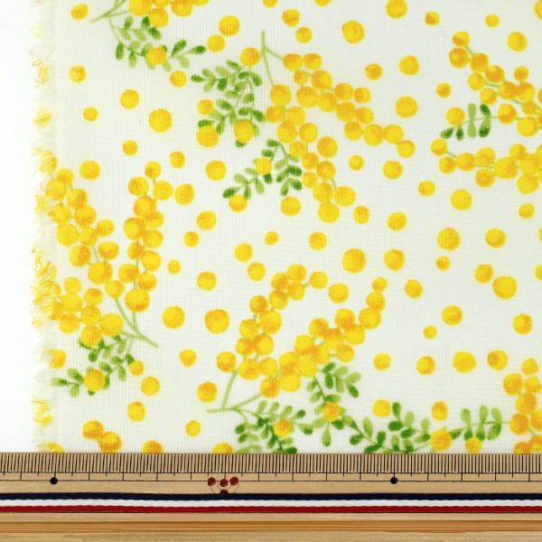 数量5から】 生地 『ナイロンオックスプリント ミモザ アイボリー SG