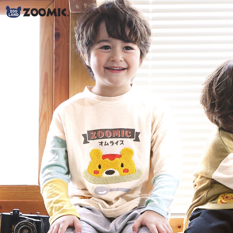 キッズ ロンT 長袖 Tシャツ もこもこ刺繍 アニマル くま パンダ 男の子