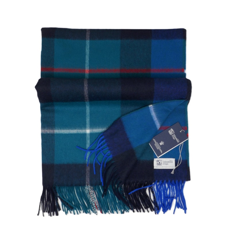 【新品】ジョンストンズ　カシミヤ大判ストール　ビンテージブルー ジョンストンズ Johnstons カシミヤ大判ストール ブルー 茶 日本限定