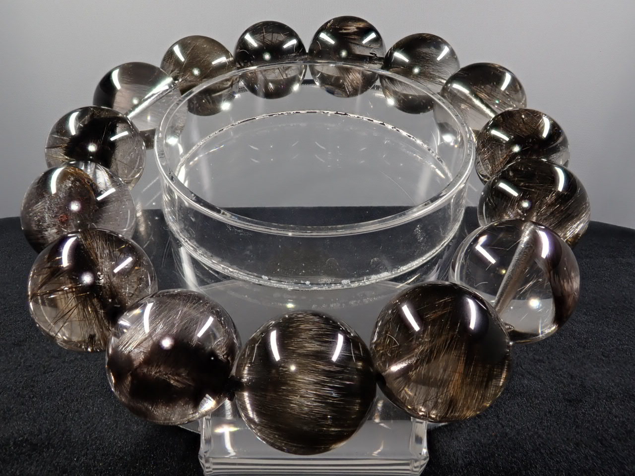 ブラックプラチナルチル ブレスレット 15.4㎜ XA | 天然石,ルチル系