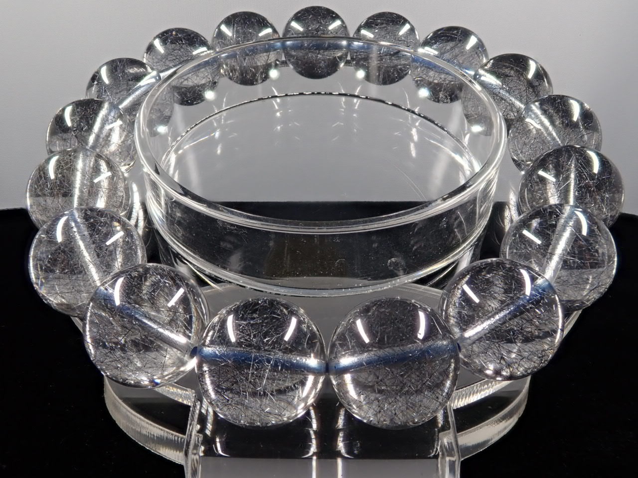 プラチナブルールチル ブレスレット 12.8㎜ 5A+ | 天然石,ルチル系