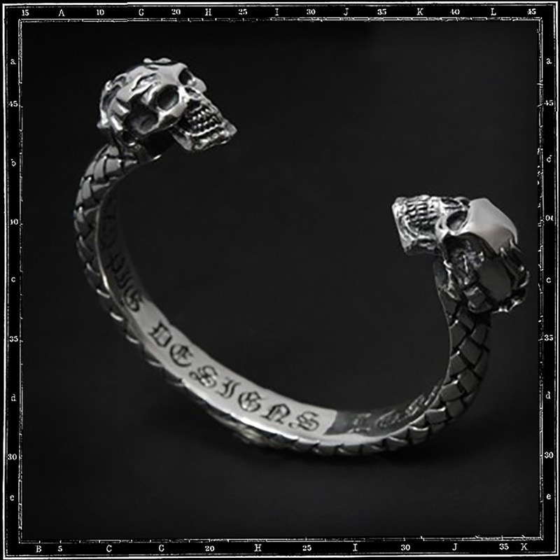 TWO SKULLS BANGLE - BRAIDED | クレイジーピッグ公式オンラインストア