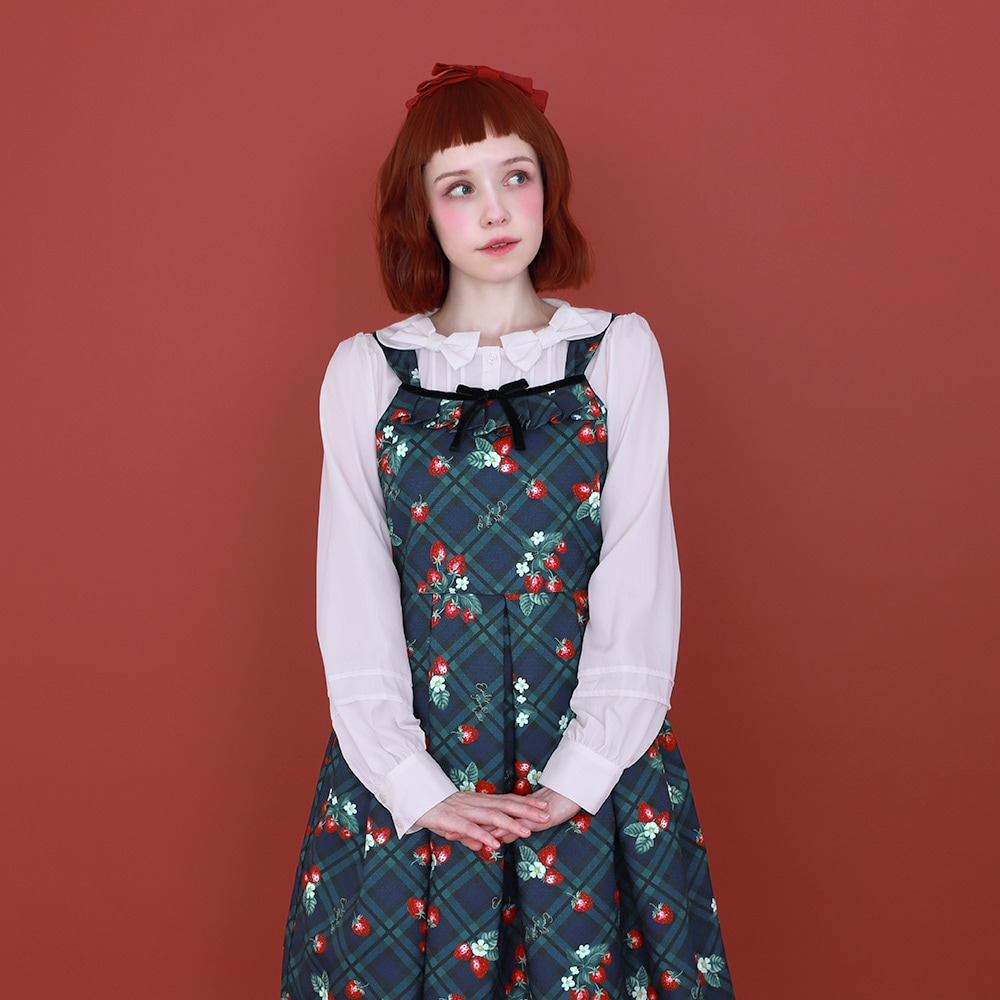 Strawberry Tartan ノースリーブワンピース(Strawberry tartan