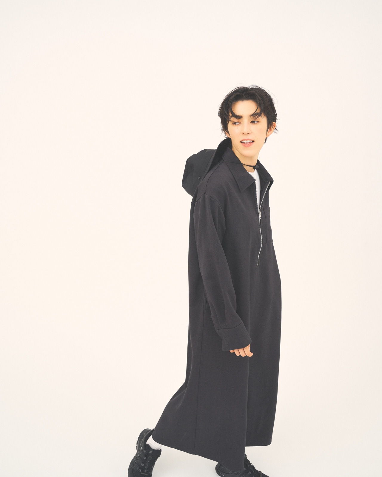 L's】HALF ZIP OP WOOL LIKE/ハーフジップワンピースウールライク