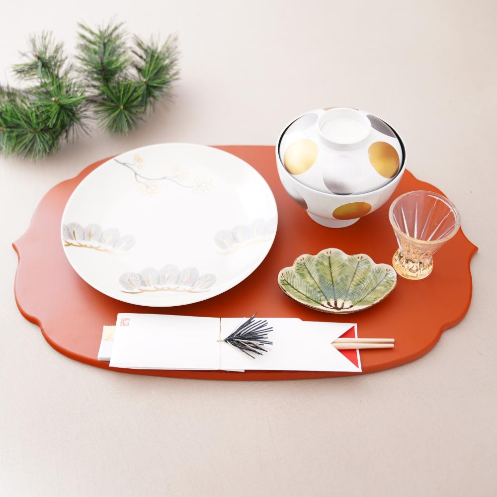 越前漆器 稜花木製折敷 金 48㎝×30㎝ ｜ 四季折々のおしゃれな和食器