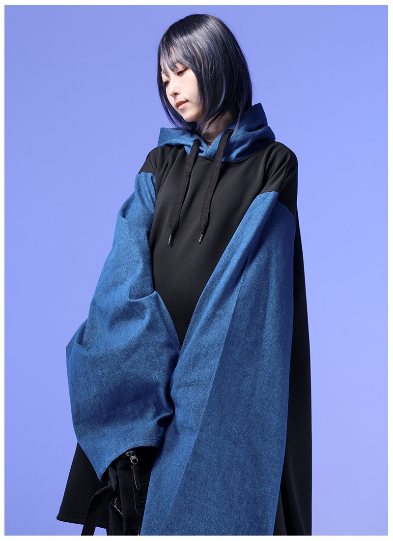 BLACK×denimBLUEのペンギン袖ロングパーカー ｜ Favorite