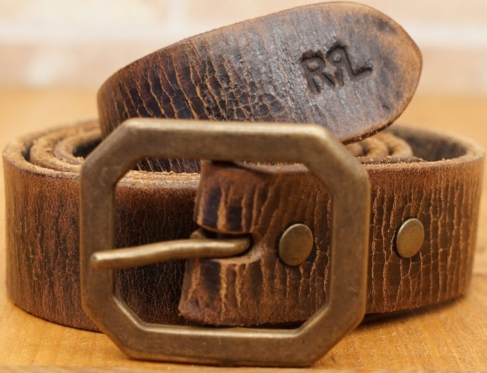 ダブルアールエル) RRL バーリントン レザー ベルト ブラウン