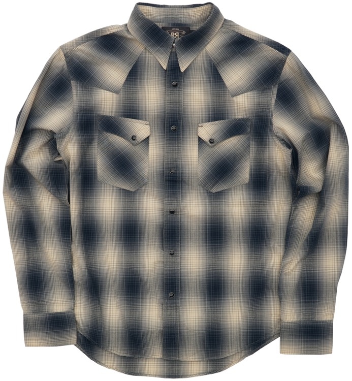 ダブルアールエル) RRL オンブレ チェック ウエスタン シャツ コンチョ