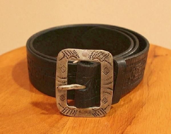 RRL / ダブルアールエル ネイティブ柄 カービングベルト ブラック