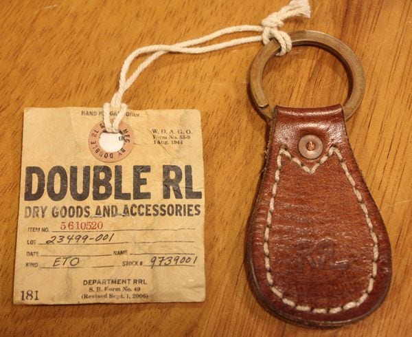 RRL（ダブルアールエル） ブランドロゴ型押し レザーキーホルダー MADE