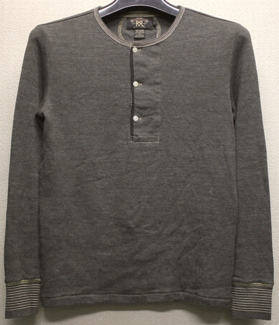 RRL / ダブルアールエル 貝ボタン ヘンリーネック 長袖 Tシャツ