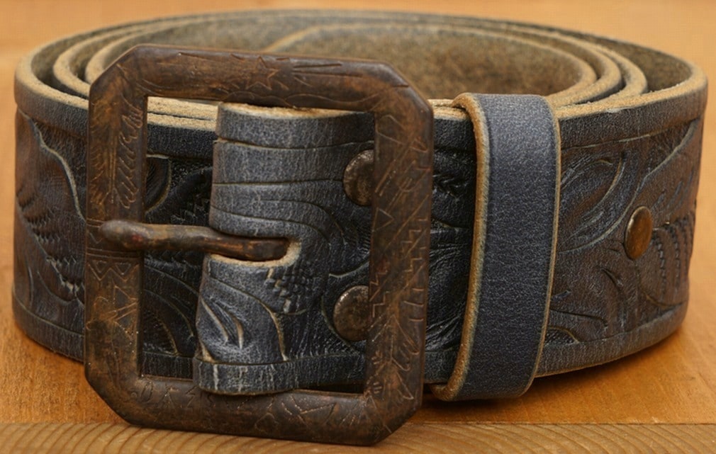 ダブルアールエル) RRL 本藍染め インディゴ レザー ベルト メンズ