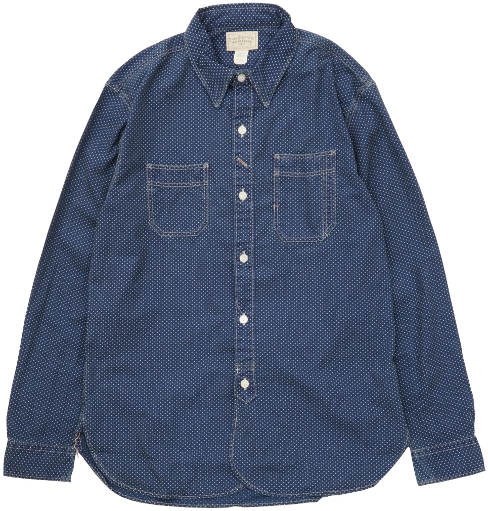 ダブルアールエル) RRL 本藍染め ポルカドット ワークシャツ