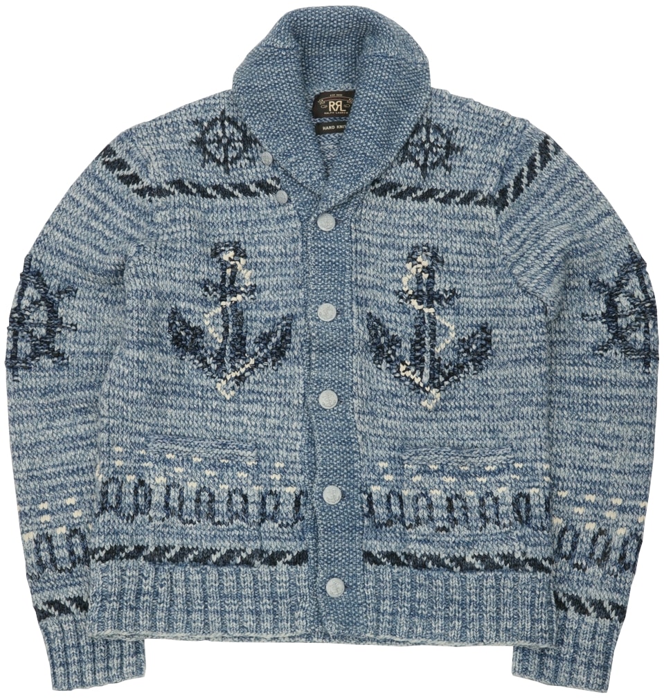 ダブルアールエル) RRL 手編み ハンドニット ショールカラー