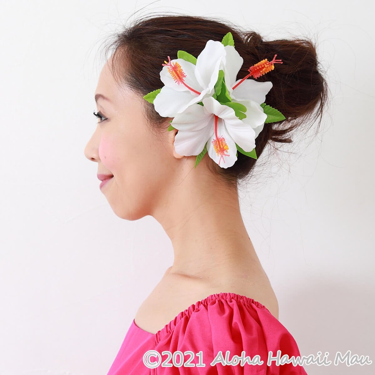 フラダンス 髪飾り ハイビスカス 髪飾り ホワイト ヘアクリップ