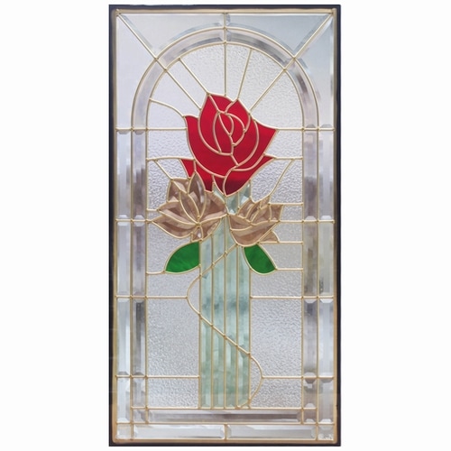 ステンドグラス (SH-A21N) 一部鏡面ガラス 913×480×18mm デザイン 薔薇