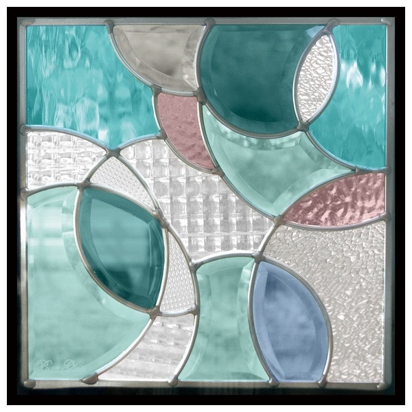 ステンドグラス (SH-E17) 300×300×18mm 一部鏡面ガラス デザイン