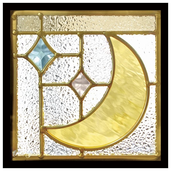 ステンドグラス (SH-D45) 200×200×18mm 月 デザイン ピュアグラス D