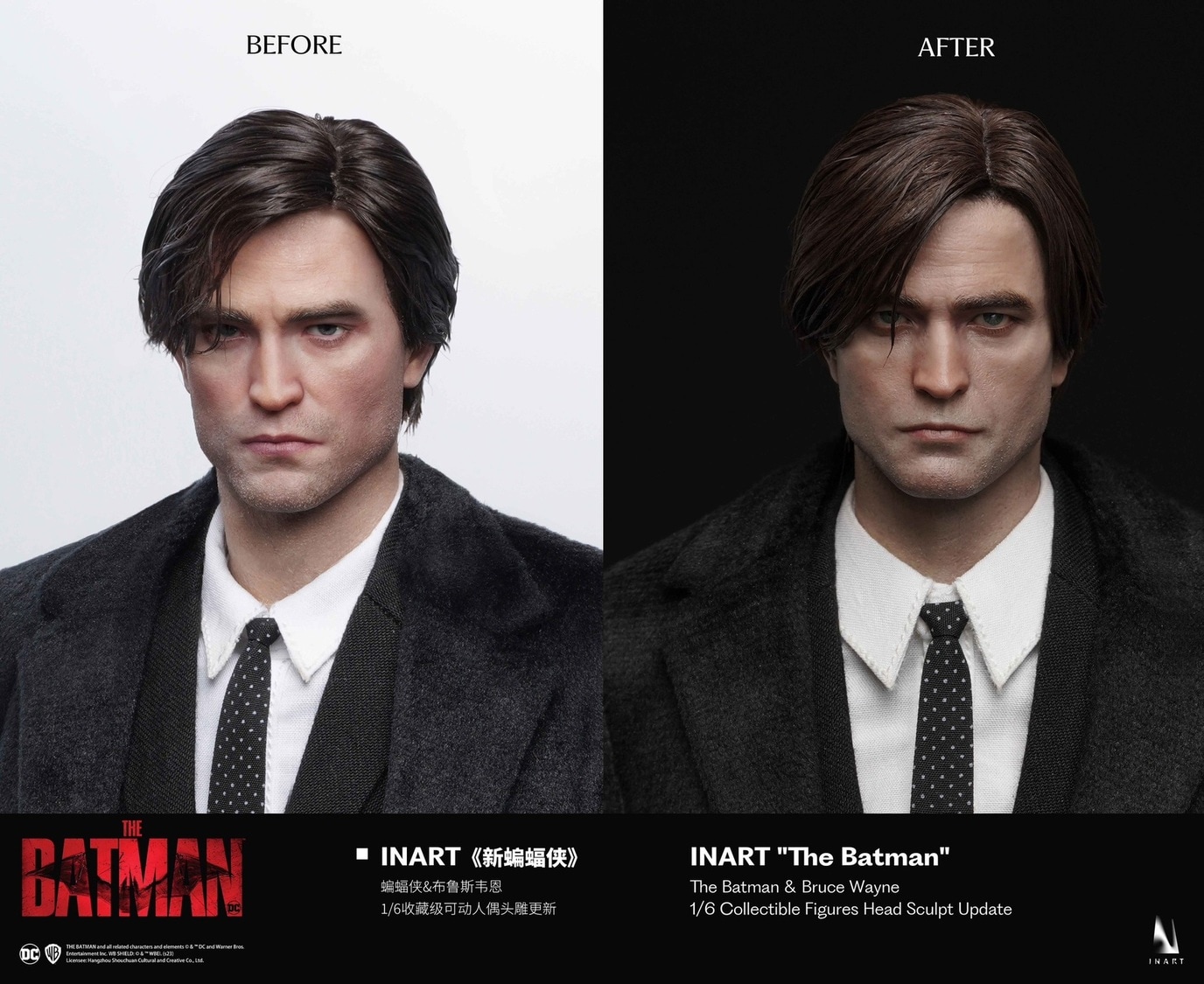 INART 1/6 ザ バットマン ブルース ウェイン プレミアム版 植毛ヘッド