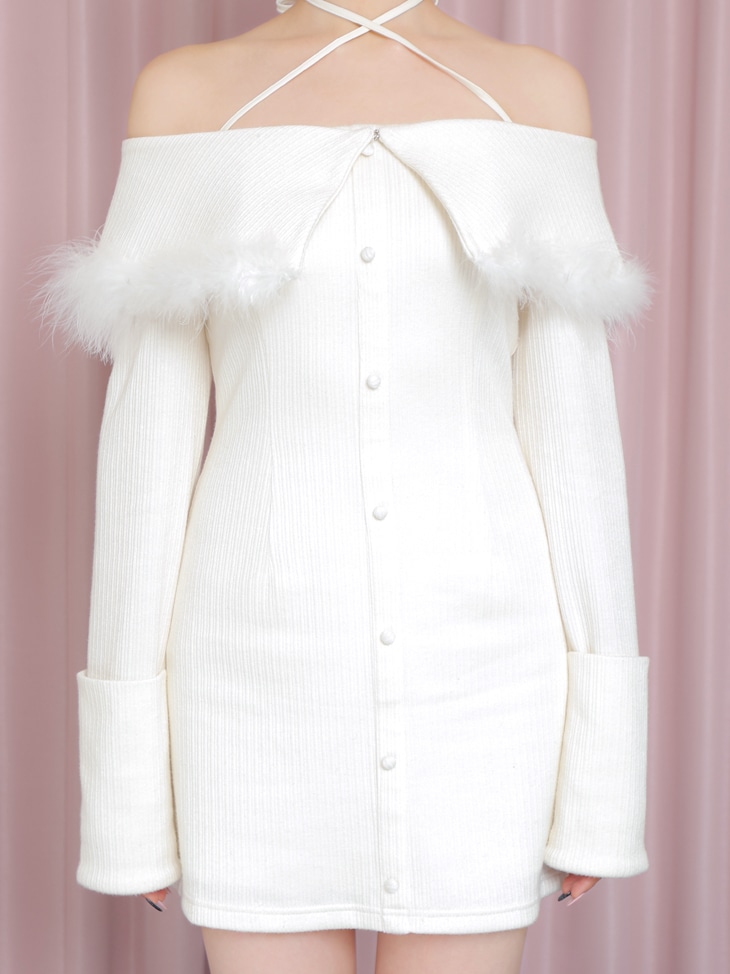 エムエメ 2way feather collar mini one piece 【公式通販】