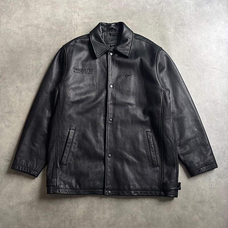 NIKE Leather Coach Jacket XL/BLACK ナイキ レザー コーチ ジャケット