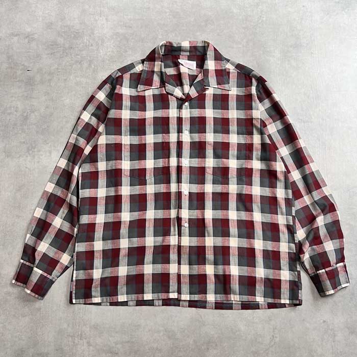VINTAGE 60'S PENNEYS TOWN CRAFT PENN-PREST OPEN COLLAR CHECK LONG
