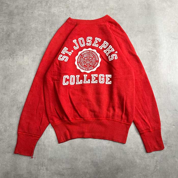 60'S CHAMPION Runner Tag Raglan Sweat Shirts RED/S Made in USA