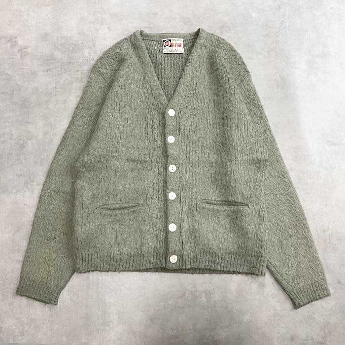 60'S YOUNG BREED by REVERE SHAG-RAC Mohair Cardigan GREEN/M 60年代