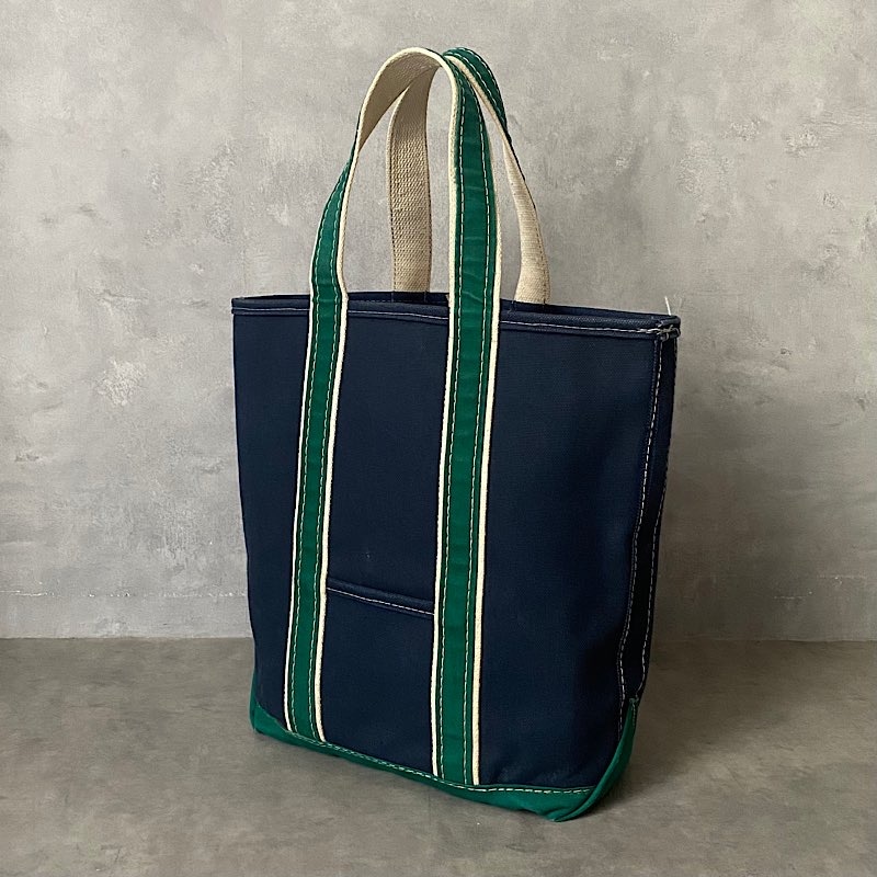 80'S L.L.BEAN Deluxe Tote Bag TALL SAIZE NAVY/GREEN 80年代