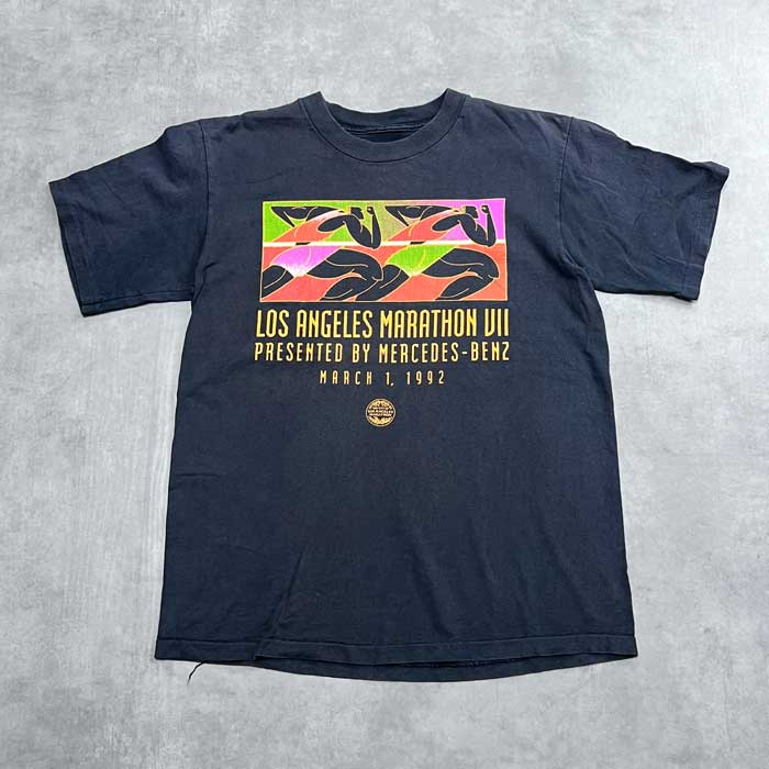 90's LOS ANGELS MARATHON×MERCEDES-BENZ T-SHIRTS BLACK 90年代 1992