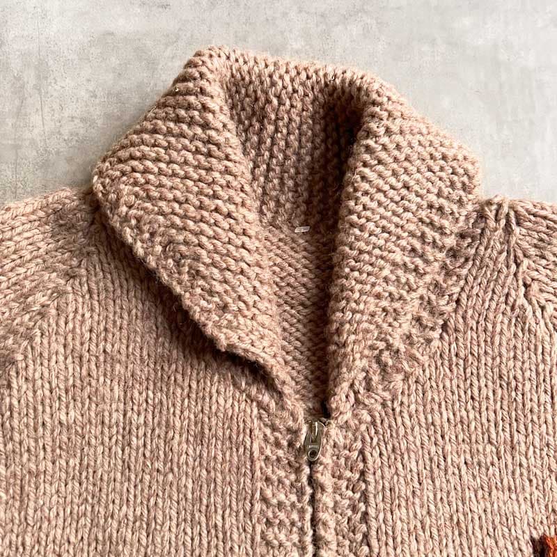 50-60'S Cowichan Golf Pattern Sweater Lightning Zipper 50-60年代