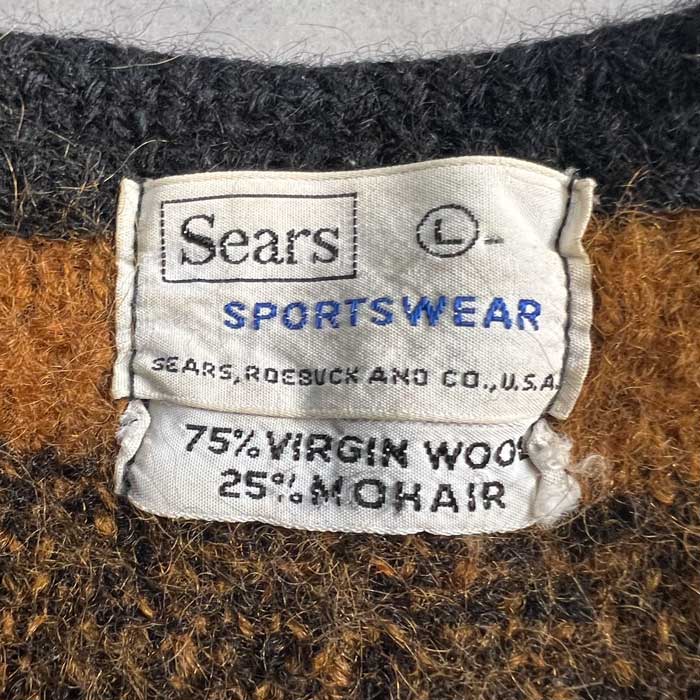 60'S Sears Mohair Cardigan Made in USA BLACK BROWN/L 60年代